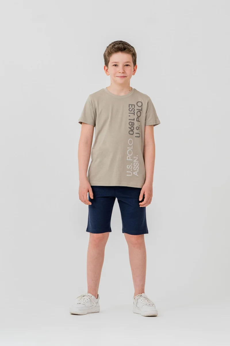 يو اس بولو اسن U.S. Polo Assn. Boys Khaki Bermuda Set